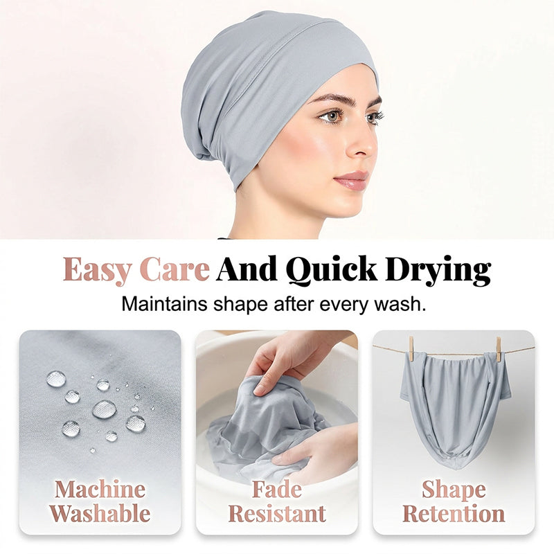 👒 2 zum Preis von 1!🌸 Weiche, dehnbare Turban-Mütze – aus seidenweichem Stoff & rutschfest – kaschiert dünnes Haar – vielseitig als Unterkopfbedeckung einsetzbar 🧣