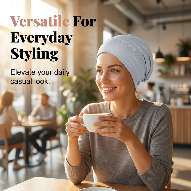 👒 2 zum Preis von 1!🌸 Weiche, dehnbare Turban-Mütze – aus seidenweichem Stoff & rutschfest – kaschiert dünnes Haar – vielseitig als Unterkopfbedeckung einsetzbar 🧣