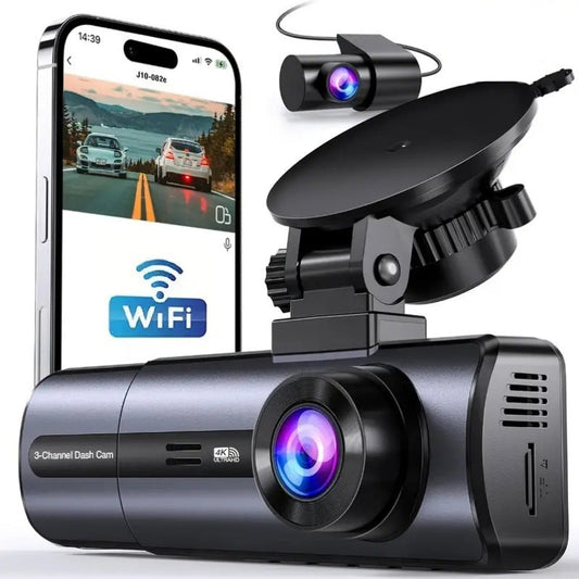 3-Kanal-HD-Dashcam mit 1080p, 5-GHz-WLAN und Steuerung per App