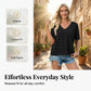 👕✨ 50% RABATT! Damen Oberteil mit halben Ärmeln, V-Ausschnitt und Patchwork-Saum – Leicht, lässig & perfekt für den Sommer 🌸
