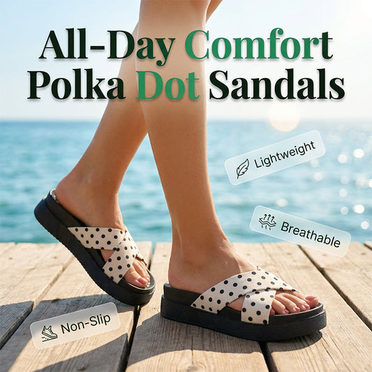 Damen-Slides mit gekreuzten Riemen und Polka-Dot-Muster