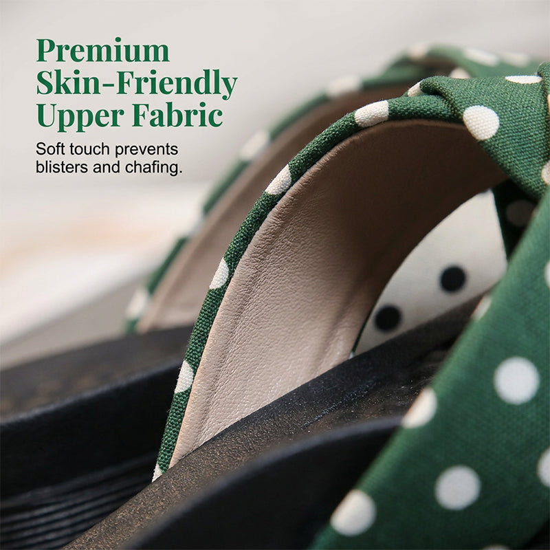 Damen-Slides mit gekreuzten Riemen und Polka-Dot-Muster