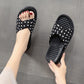 Damen-Slides mit gekreuzten Riemen und Polka-Dot-Muster