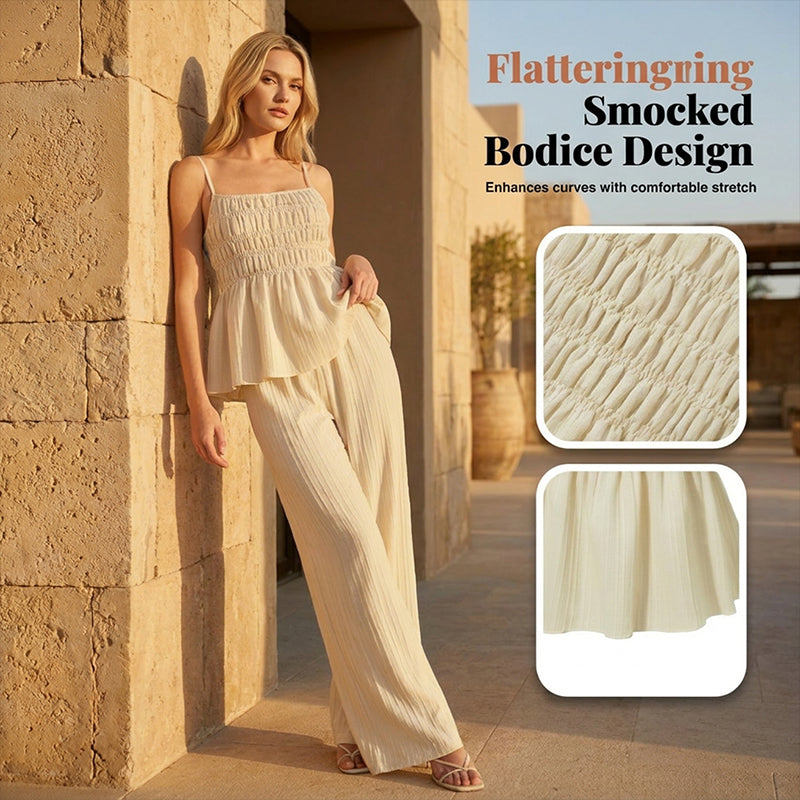 📢📢 50% RABATT! ⏰ Women's Casual Cami Top & Wide-Leg Pants Set – lässiger Zweiteiler für warme Tage. 🔥🌸