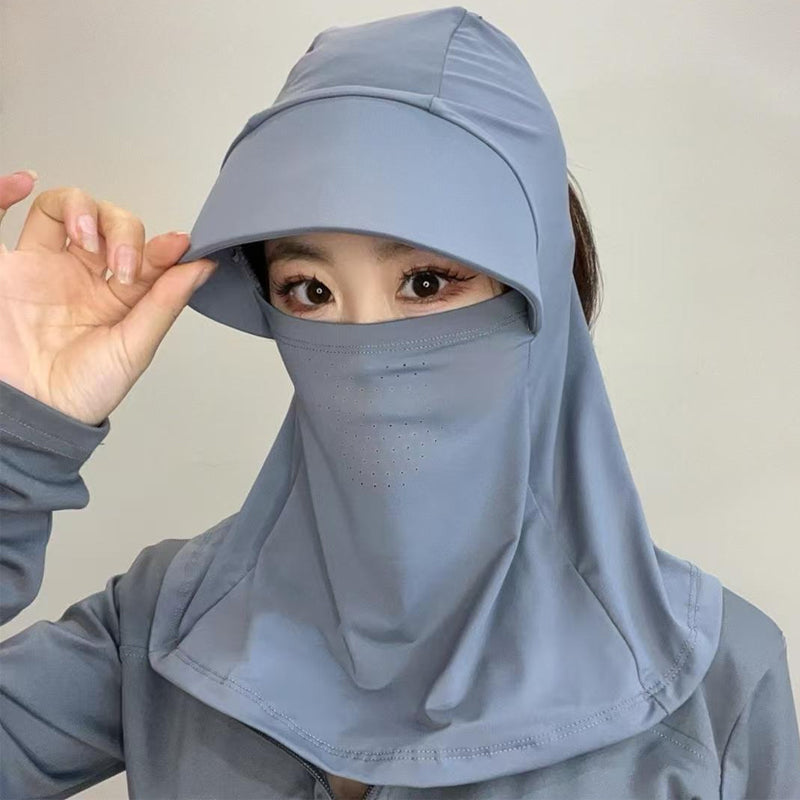 Atmungsaktive Vollgesichts-Sonnenmaske mit Öffnung für den Pferdeschwanz