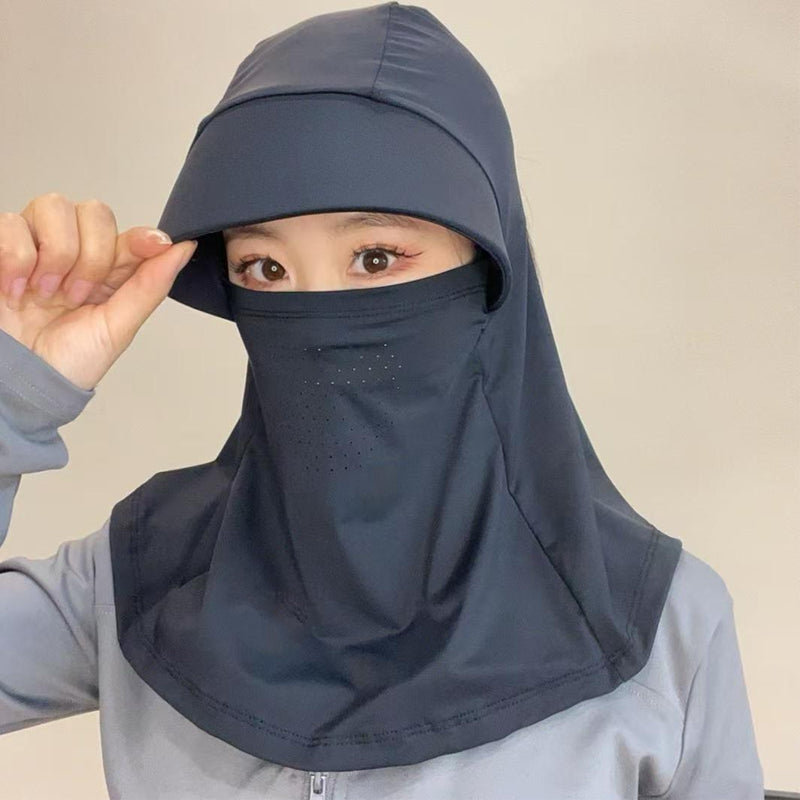 Atmungsaktive Vollgesichts-Sonnenmaske mit Öffnung für den Pferdeschwanz
