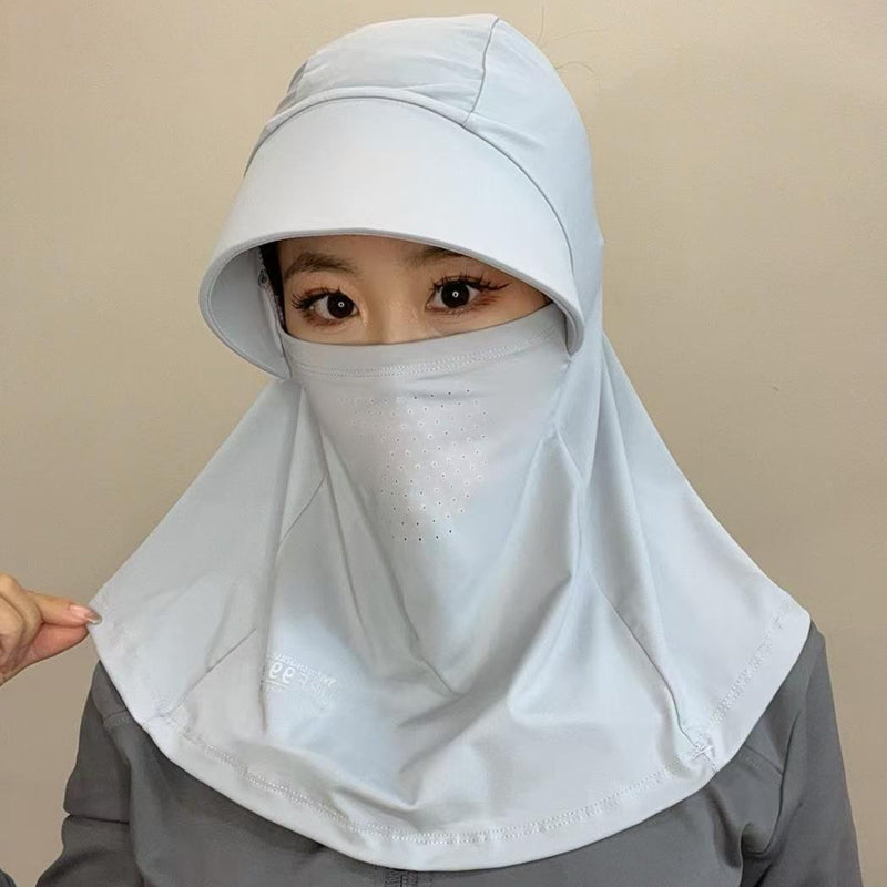 Atmungsaktive Vollgesichts-Sonnenmaske mit Öffnung für den Pferdeschwanz