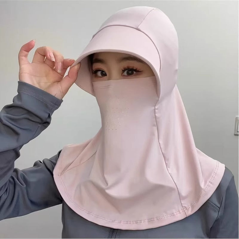 Atmungsaktive Vollgesichts-Sonnenmaske mit Öffnung für den Pferdeschwanz