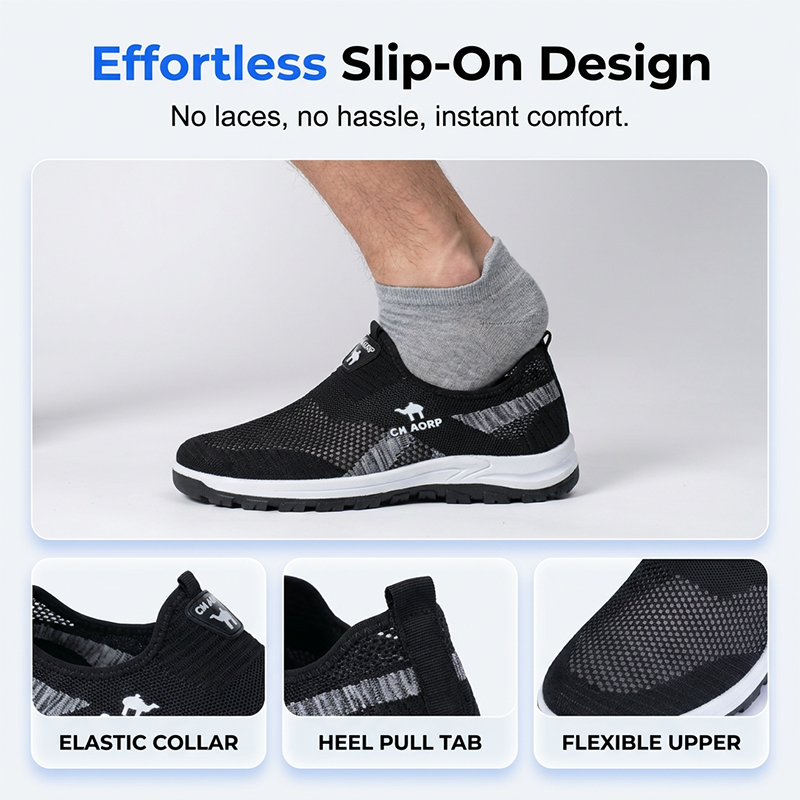 Atmungsaktive Slip-On-Wanderschuhe für Herren aus Mesh