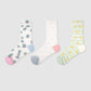 Dünne Rundstricksocken für Damen mit verspielten Mustern