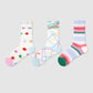 Dünne Rundstricksocken für Damen mit verspielten Mustern