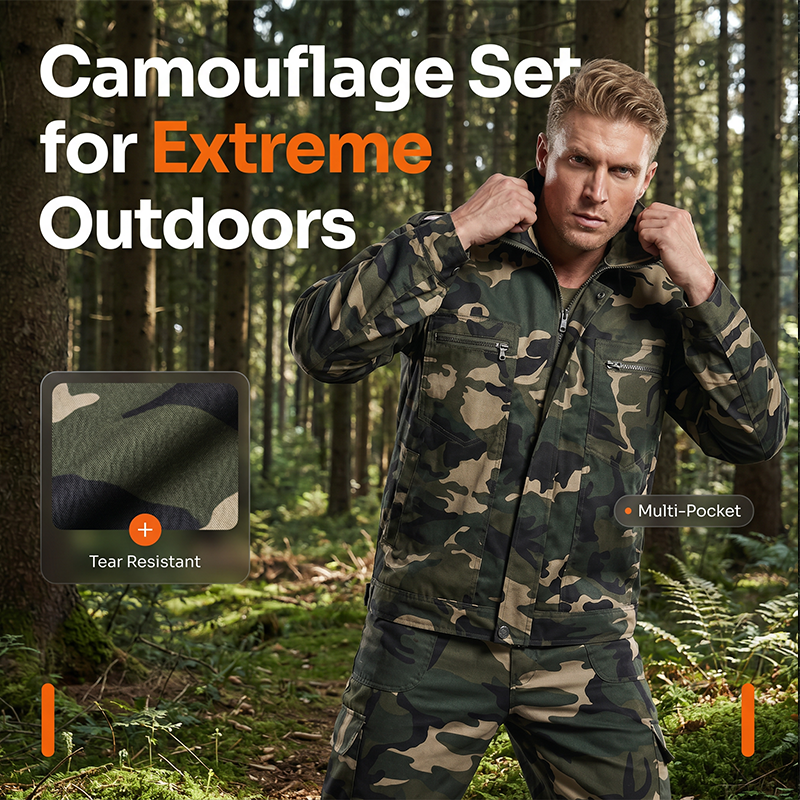 Robustes Camouflage-Set aus Jacke und Hose für Herren