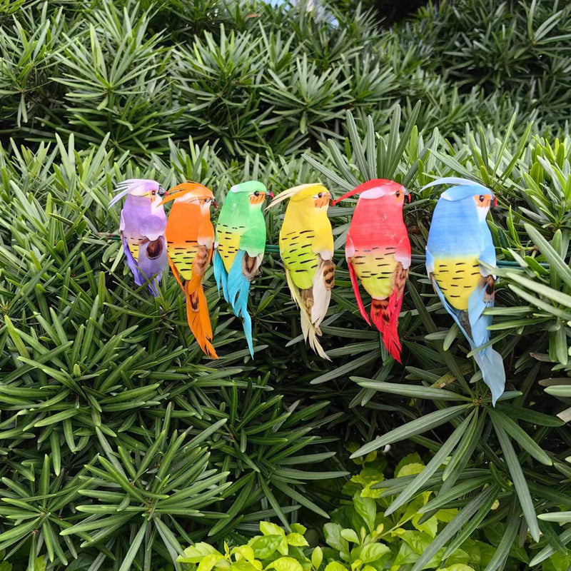 12 Stück künstliche Vögel mit Federn und Klammern