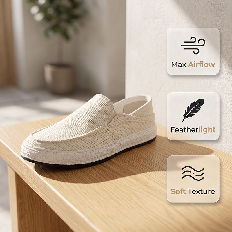 Herren Freizeitschuhe aus Leinen – Leichte Sommer Slip-on Loafers