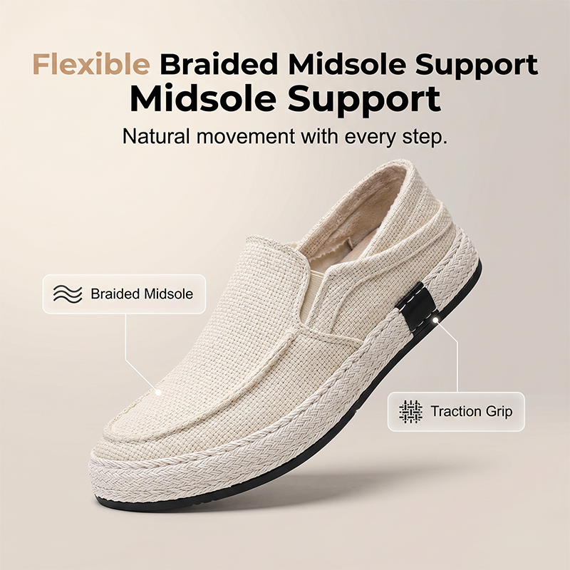 Herren Freizeitschuhe aus Leinen – Leichte Sommer Slip-on Loafers