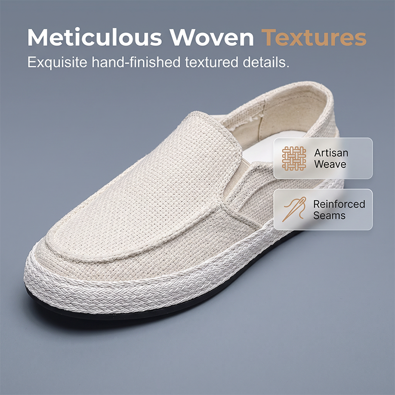 Herren Freizeitschuhe aus Leinen – Leichte Sommer Slip-on Loafers