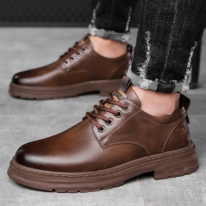Retro-Schnürschuhe aus Leder für Herren