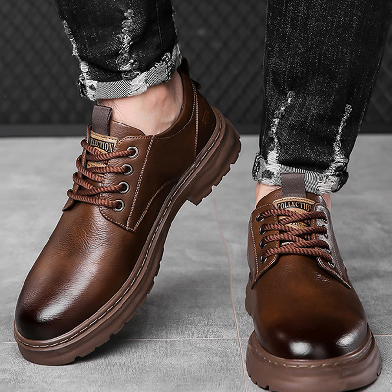 Retro-Schnürschuhe aus Leder für Herren