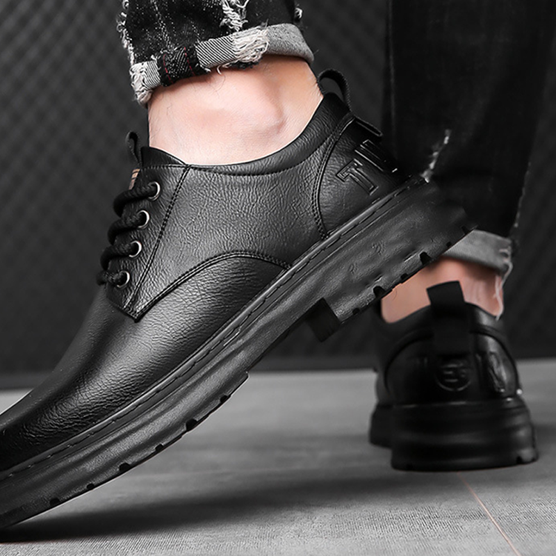 Retro-Schnürschuhe aus Leder für Herren