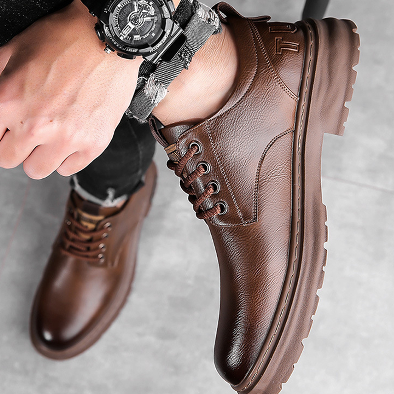 Retro-Schnürschuhe aus Leder für Herren