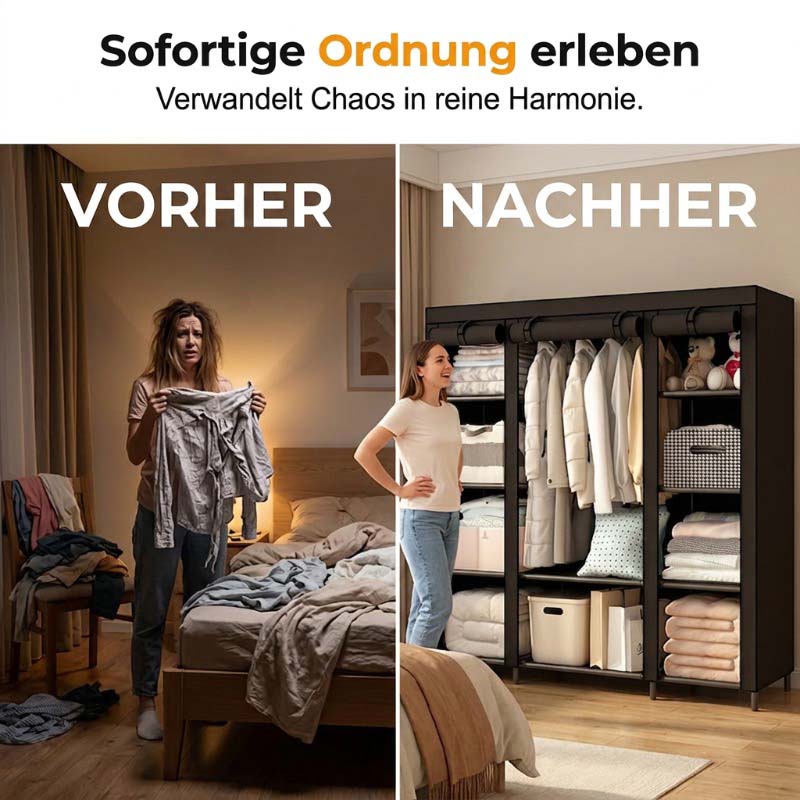 👔 50% RABATT! 🏠 Kleiderschrank aus Vliesstoff – Einfache Montage, leicht & vielseitig – Perfekt für zusätzlichen Stauraum in jedem Raum ✨