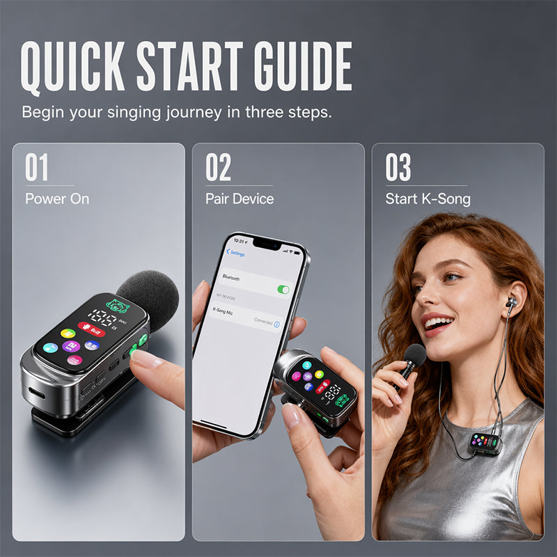 Bluetooth Karaoke Headset mit sicherem Kragenfederclip