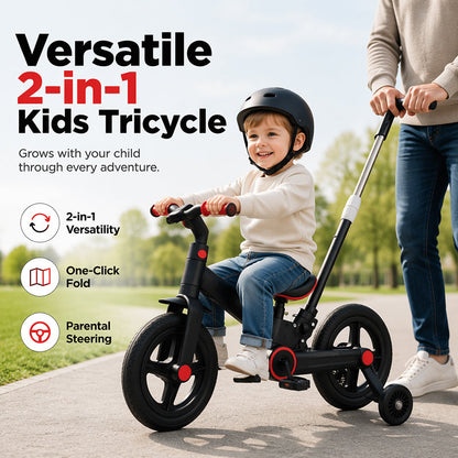 📢📢50% RABATT !!⏰4-in-1 Verwandelbares Kinder-Dreirad, Laufrad & Kinderwagen