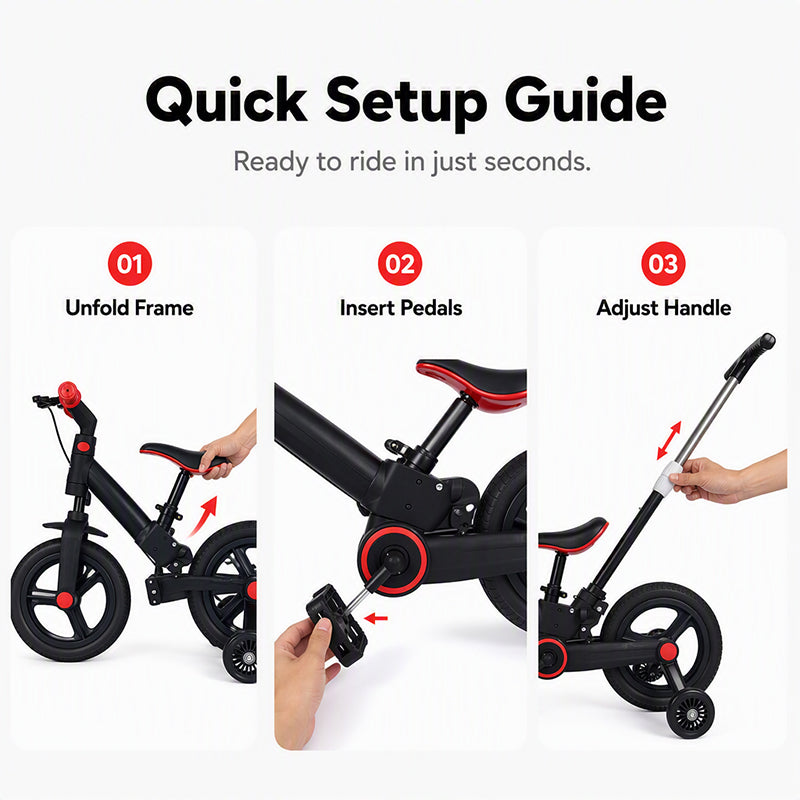 📢📢50% RABATT !!⏰4-in-1 Verwandelbares Kinder-Dreirad, Laufrad & Kinderwagen