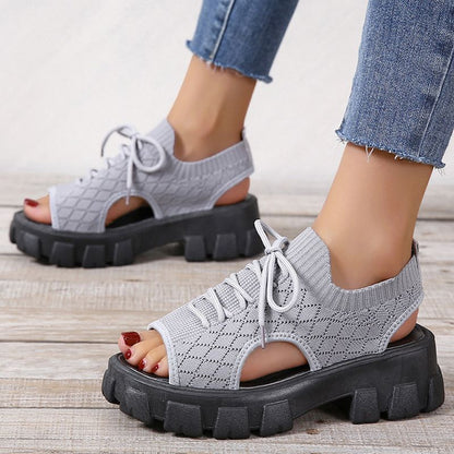 Damen Dicksohlige Gestrickte Sport-Sandalen