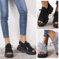 Damen Dicksohlige Gestrickte Sport-Sandalen