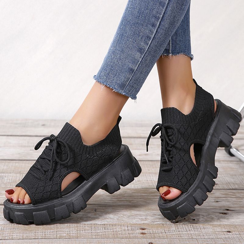 Damen Dicksohlige Gestrickte Sport-Sandalen