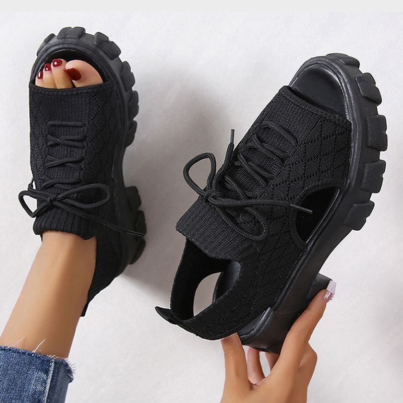 Damen Dicksohlige Gestrickte Sport-Sandalen
