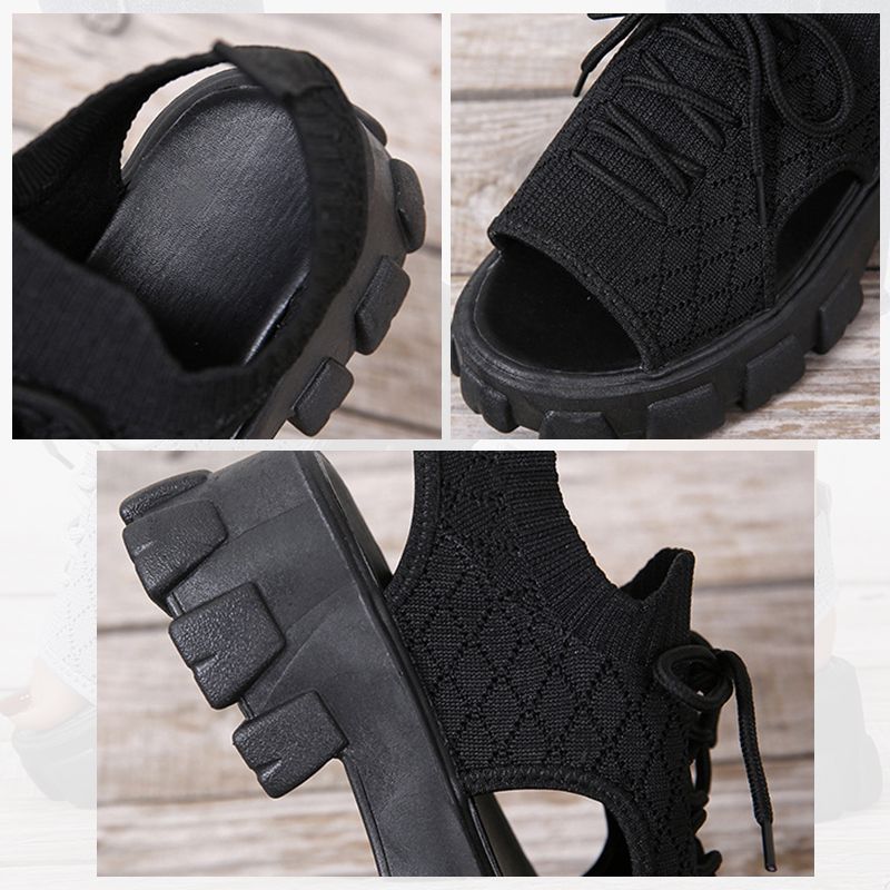 Damen Dicksohlige Gestrickte Sport-Sandalen