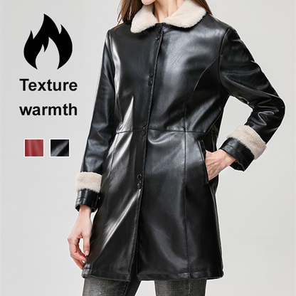 Fellmantel Mittellang mit Fleece-Revers-Kragen