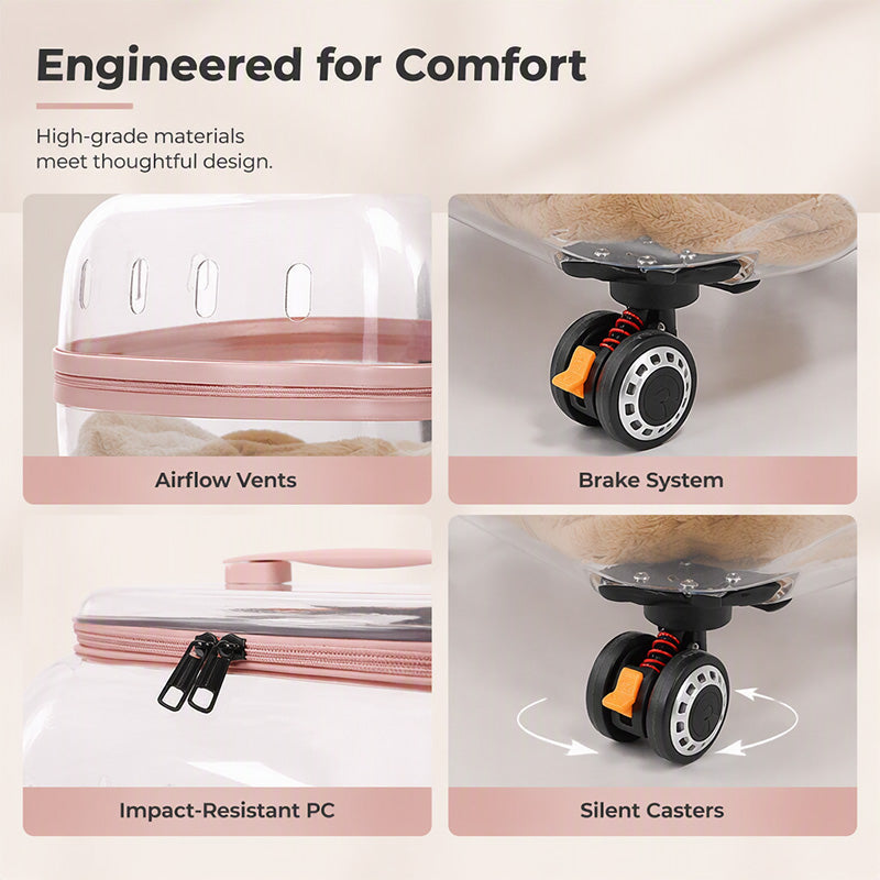 Breathable Pet Carrier with Wheels
