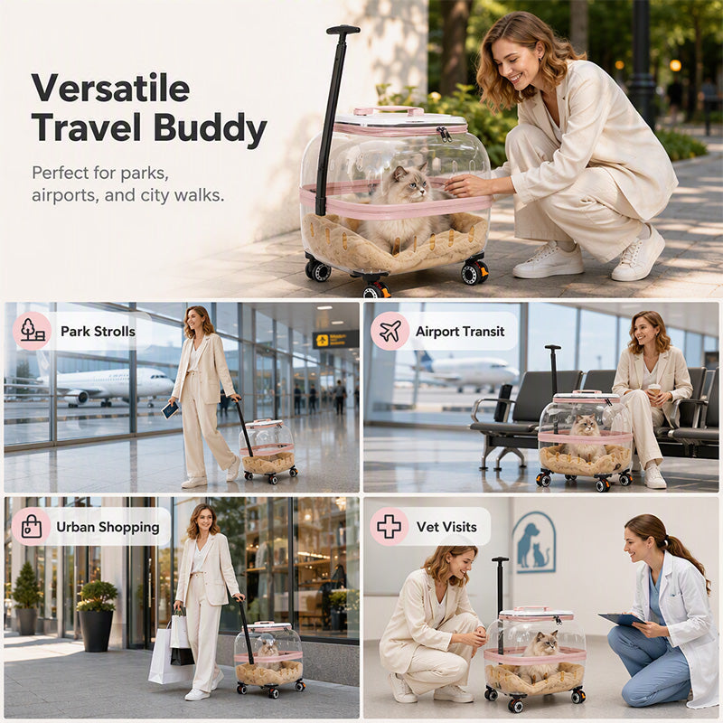 Breathable Pet Carrier with Wheels