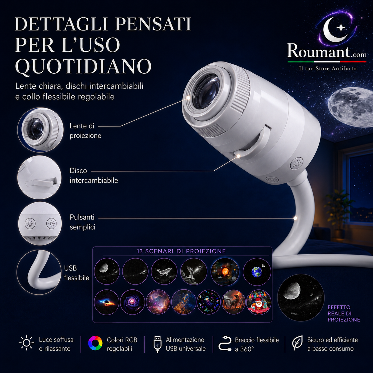 🌌 JETZT -50 %! 💫 USB-Sternenhimmelprojektor, 13 austauschbare Filme & flexibler Hals, perfekt fürs Schlafzimmer ✨