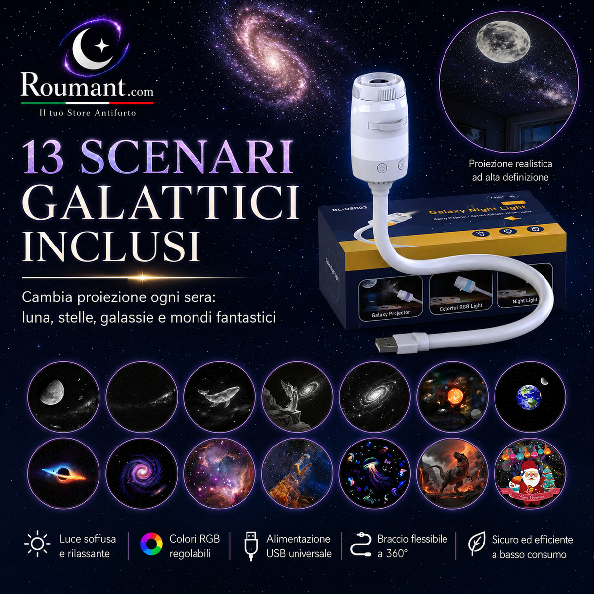 🌌 JETZT -50 %! 💫 USB-Sternenhimmelprojektor, 13 austauschbare Filme & flexibler Hals, perfekt fürs Schlafzimmer ✨