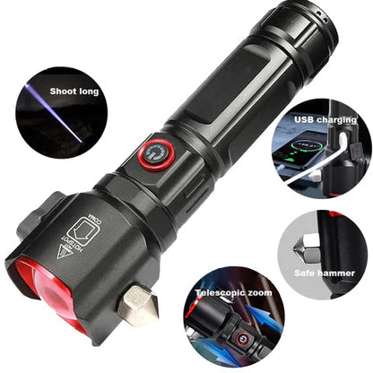 Weißes Laser-LED-Taschenlampe (Superhell, Weitreichweite – Sicherheitshammer)