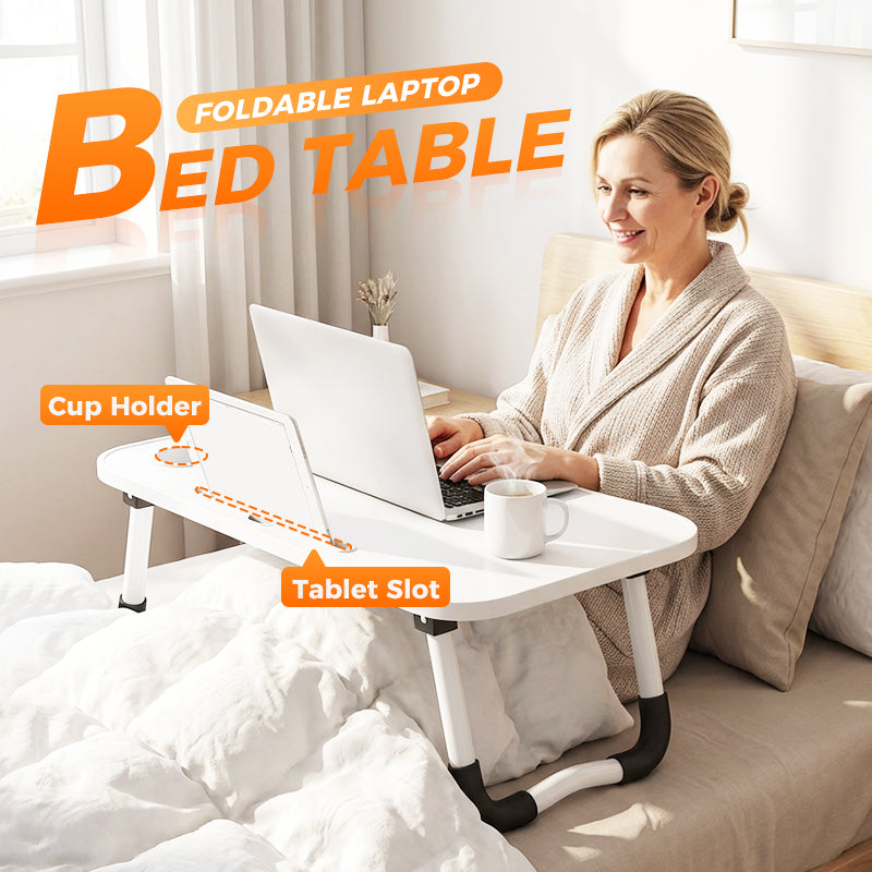Klappbarer Laptop-Betttisch mit Getränkehalter