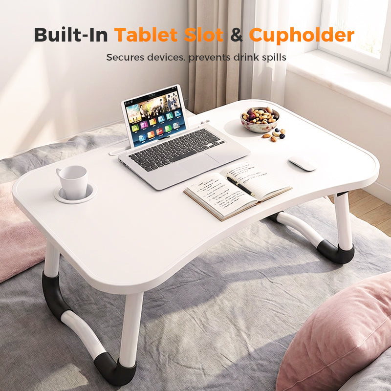 Klappbarer Laptop-Betttisch mit Getränkehalter