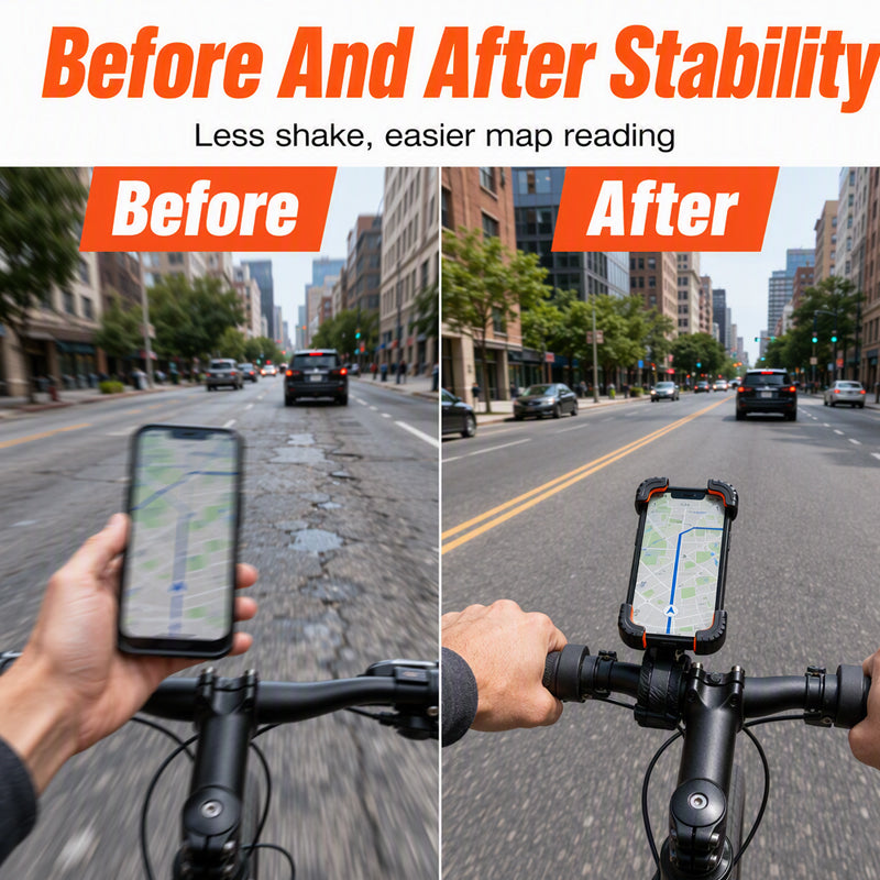 📱 Fahrradhalterung mit Stoßdämpfung – 4-Achsen-Konstruktion, mechanische Verriegelung, Einhandbedienung. Perfekt für E-Bikes! 🚴‍♂️🔒