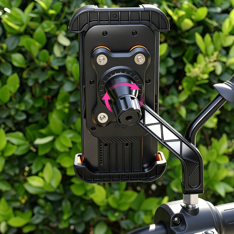 📱 Fahrradhalterung mit Stoßdämpfung – 4-Achsen-Konstruktion, mechanische Verriegelung, Einhandbedienung. Perfekt für E-Bikes! 🚴‍♂️🔒