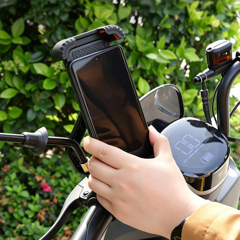 📱 Fahrradhalterung mit Stoßdämpfung – 4-Achsen-Konstruktion, mechanische Verriegelung, Einhandbedienung. Perfekt für E-Bikes! 🚴‍♂️🔒