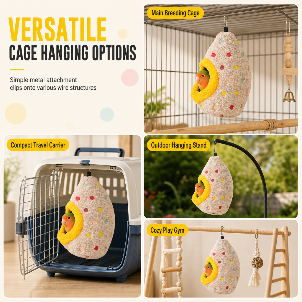 ⏳🔥NUR FÜR KURZE ZEIT 50 % RABATT! ⏰🥚Hängendes Baumwoll-Vogelnest – Doppellagige Fleece-Wärmehütte für kleine Vögel ✨