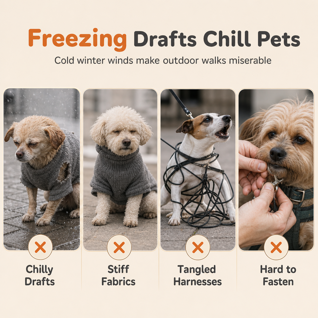 🐕 Warme Fleece-Hundeweste mit integriertem Geschirr und Reflektorstreifen