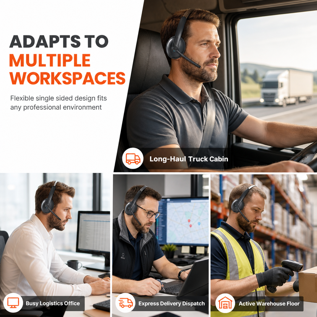 Kabelloses Bluetooth-Headset für Callcenter mit ENC-Umgebungsgeräuschunterdrückung und automatischer Kopplung für Kundenservice und Lkw-Fahrer