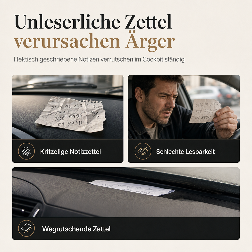Temporäre Parkkarte im Retro Telefon Design Telefonnummernschild für das Auto