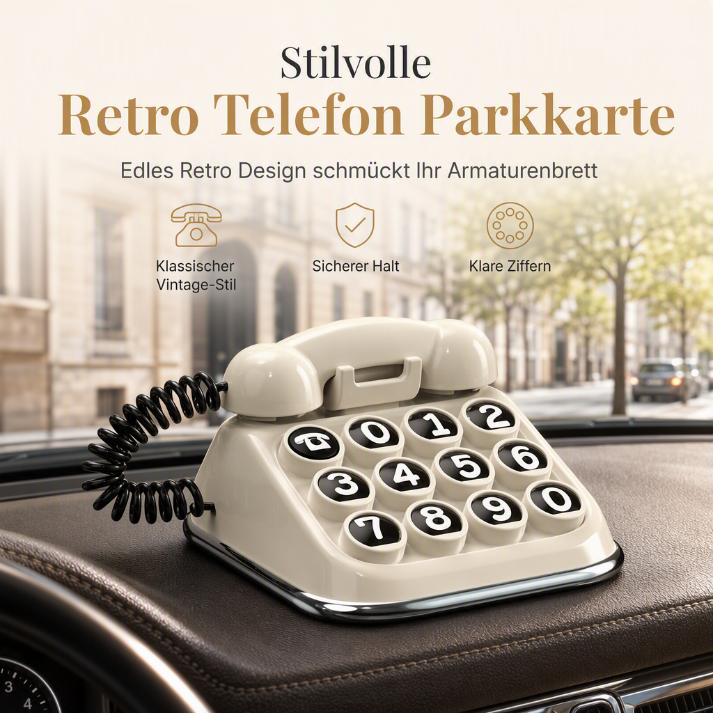 Temporäre Parkkarte im Retro Telefon Design Telefonnummernschild für das Auto