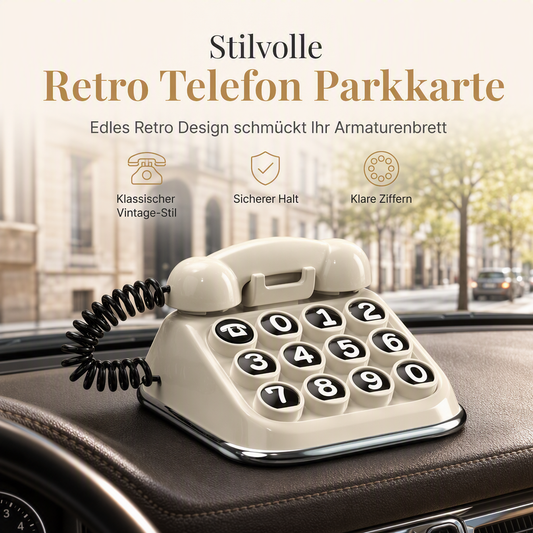Temporäre Parkkarte im Retro Telefon Design Telefonnummernschild für das Auto
